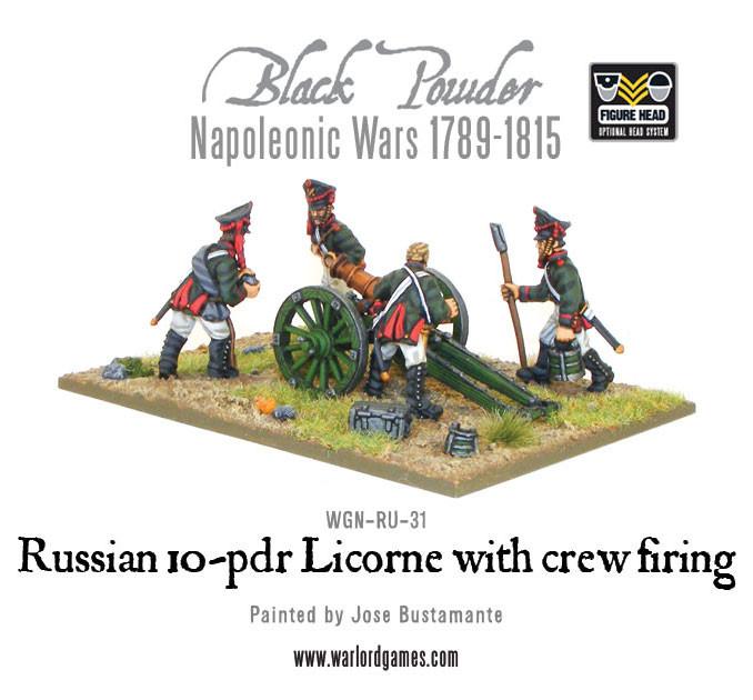 Black Powder: Napoleonic Russian 10-pdr Licorne howitzer 1809-1815 with crew firing