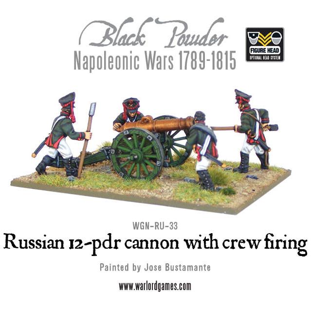 Black Powder: Napoleonic Russian 12 pdr cannon 1809-1815 with crew firing