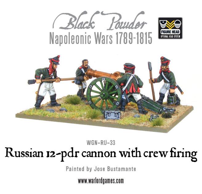 Black Powder: Napoleonic Russian 12 pdr cannon 1809-1815 with crew firing