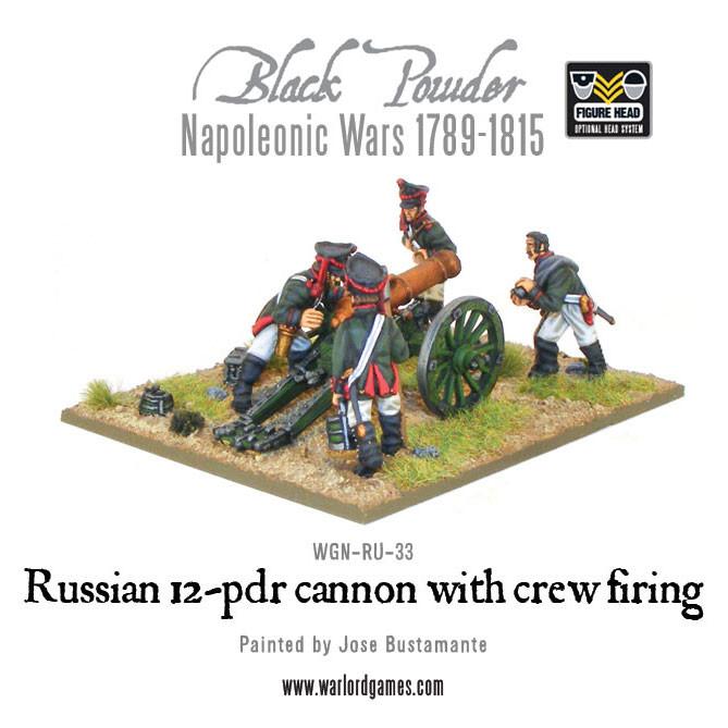 Black Powder: Napoleonic Russian 12 pdr cannon 1809-1815 with crew firing