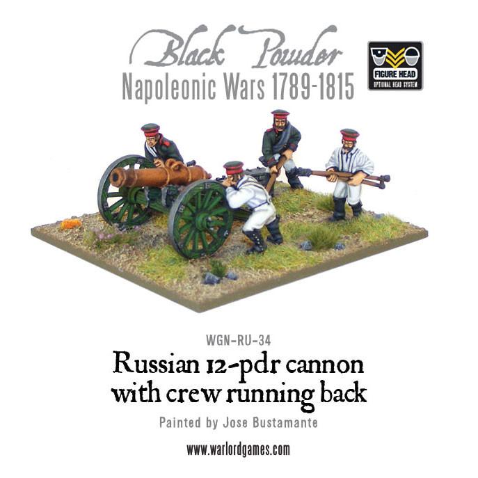 Black Powder: Napoleonic Russian 12 pdr cannon 1809-1815 with crew running back