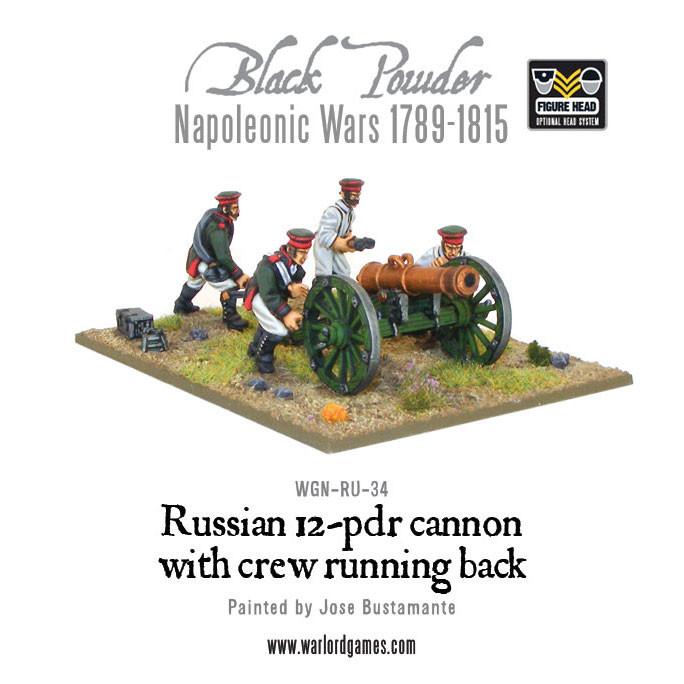 Black Powder: Napoleonic Russian 12 pdr cannon 1809-1815 with crew running back