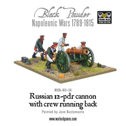 Black Powder: Napoleonic Russian 12 pdr cannon 1809-1815 with crew running back