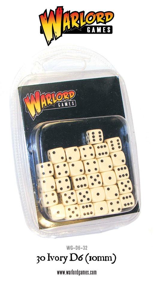 Black Seas: 30 Ivory D6 (10mm)