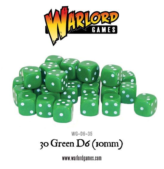 Black Seas: 30 Green D6 (10mm)