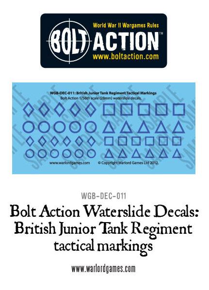 Bolt Action: British Junior Tank Regiment tactical markings  decal sheet