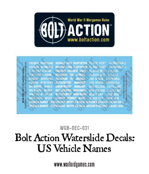 Bolt Action: USA - US vehicle names decals