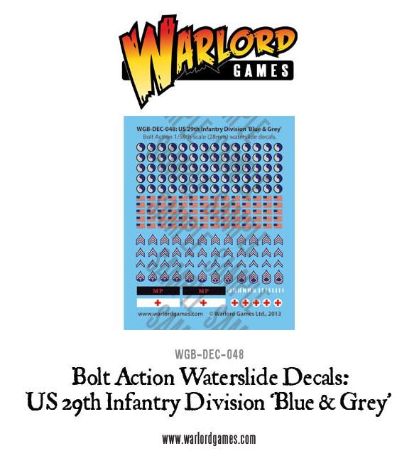 Bolt Action: USA - US 29th Infantry Division 'Blue & Grey' decal sheet
